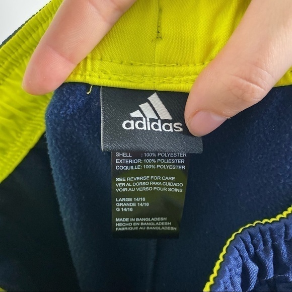 Adidas Sweatpants Blue Yellow Large Boys Kids - Picture 3 of 6